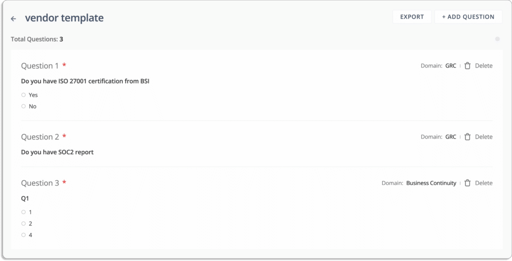 Scrut vendor security questions