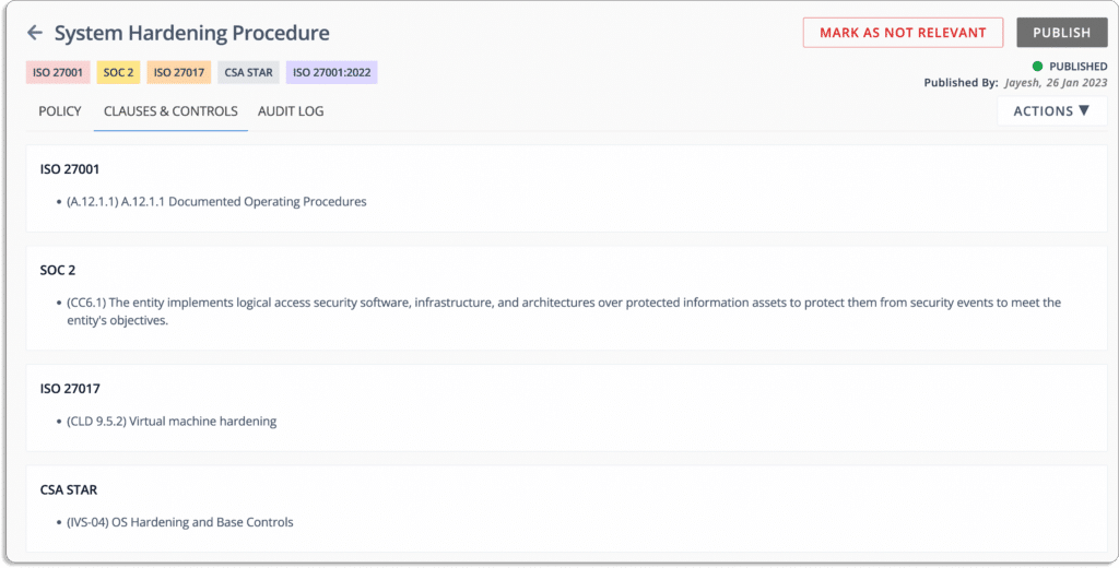 Scrut policies are mapped to different compliance frameworks